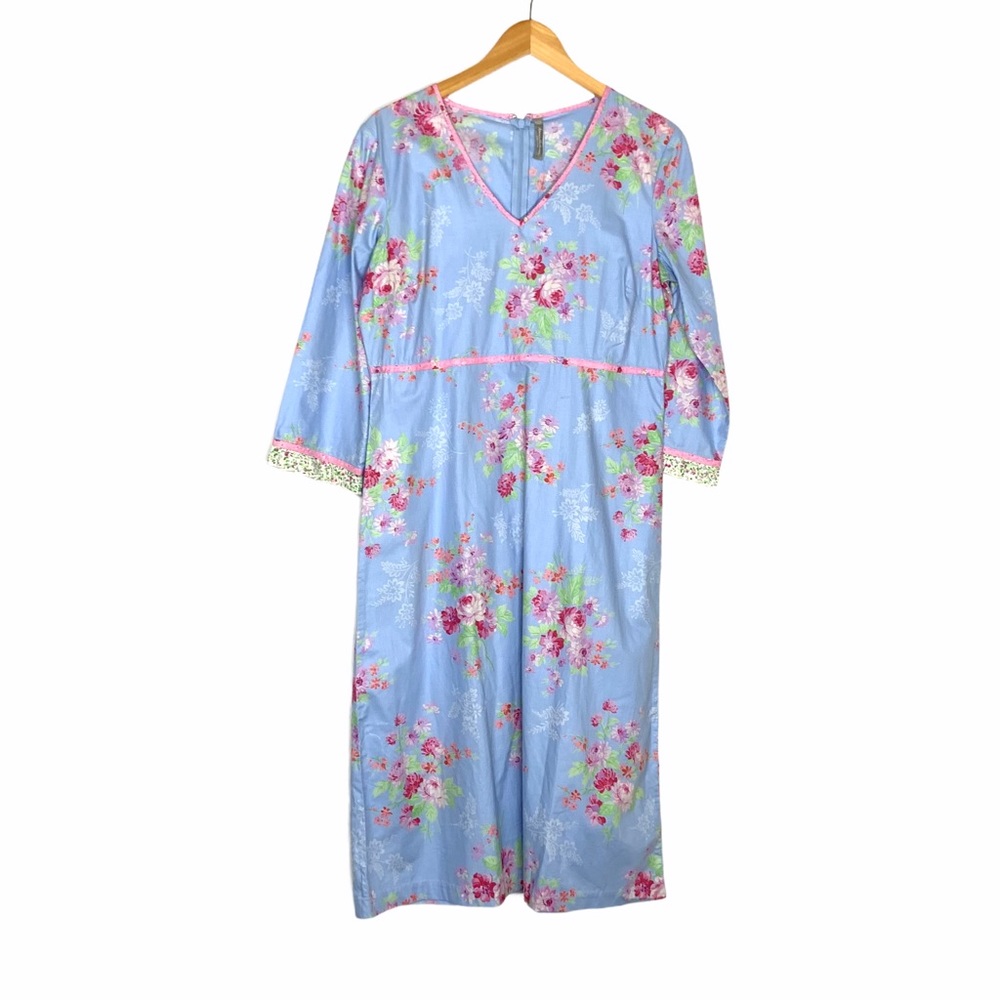 Hanna Andersson Floral Dress 3/4 Sleeve Size 10 - Picture 1 of 7